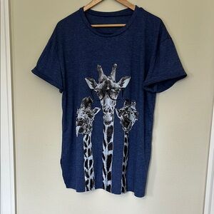 Blue Giraffe Print Kids T-Shirt